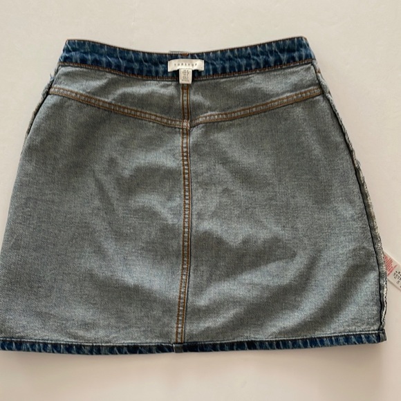 TOPSHOP 4 Denim Jean Skirt 5 Embossed Closure Buttons 2 on usable front pockets - Picture 9 of 13